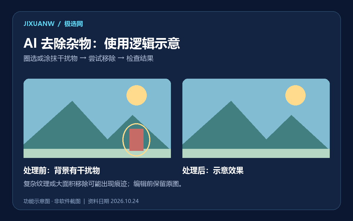 AI去除照片背景杂物的逻辑示意图